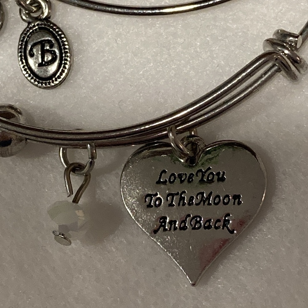 Bella Perlina Silvertone Adjustable Stretch Bangle Bracelets - Set of 2